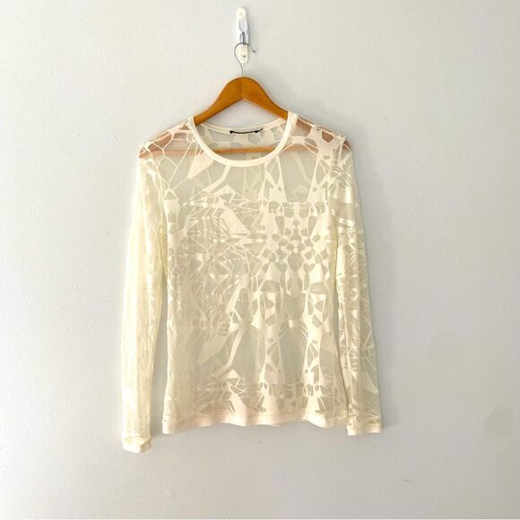 Joeffer Caoc Abstract Mesh Long Sleeve Fitted Shirt size Small - Picture 1 of 6